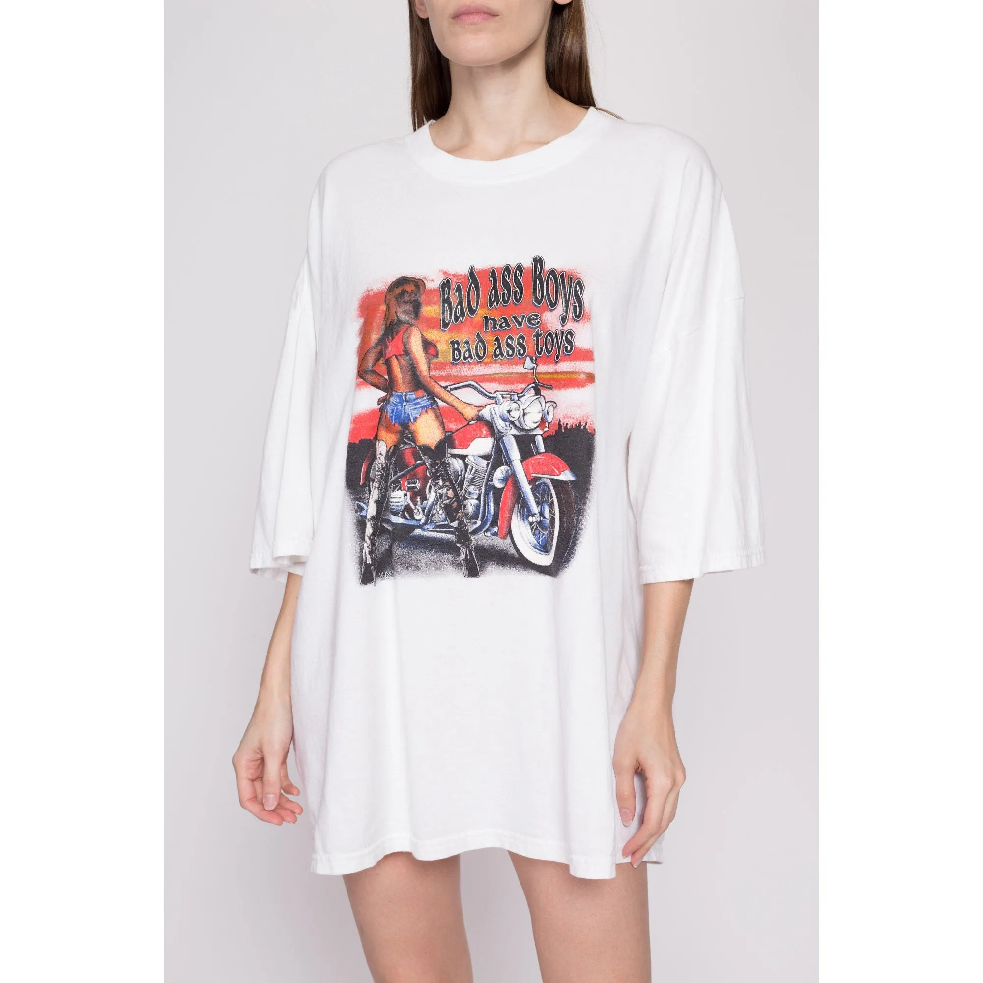 3XL 90s "Bad Ass Boys Have Bad Ass Toys" Biker Chick T Shirt