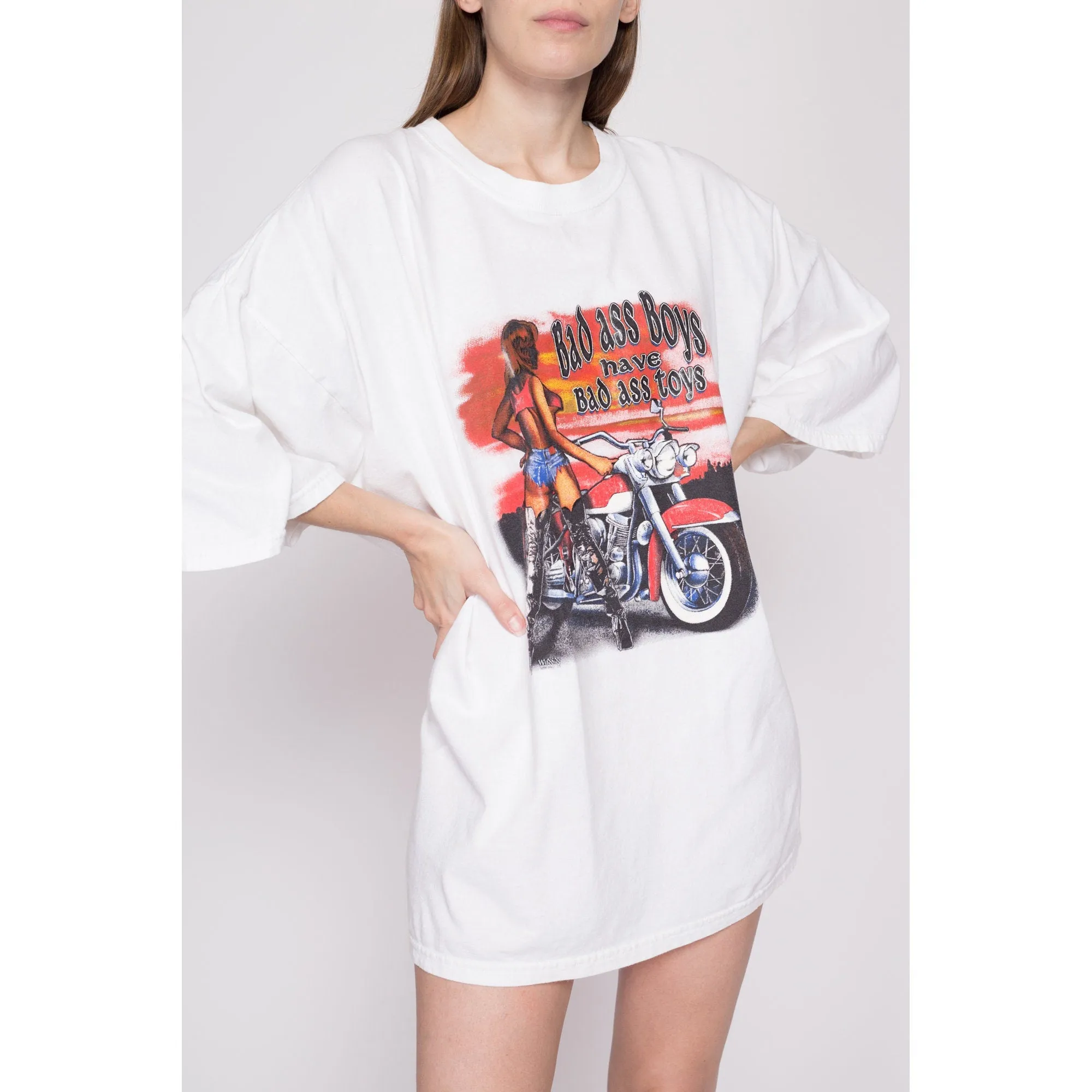3XL 90s "Bad Ass Boys Have Bad Ass Toys" Biker Chick T Shirt