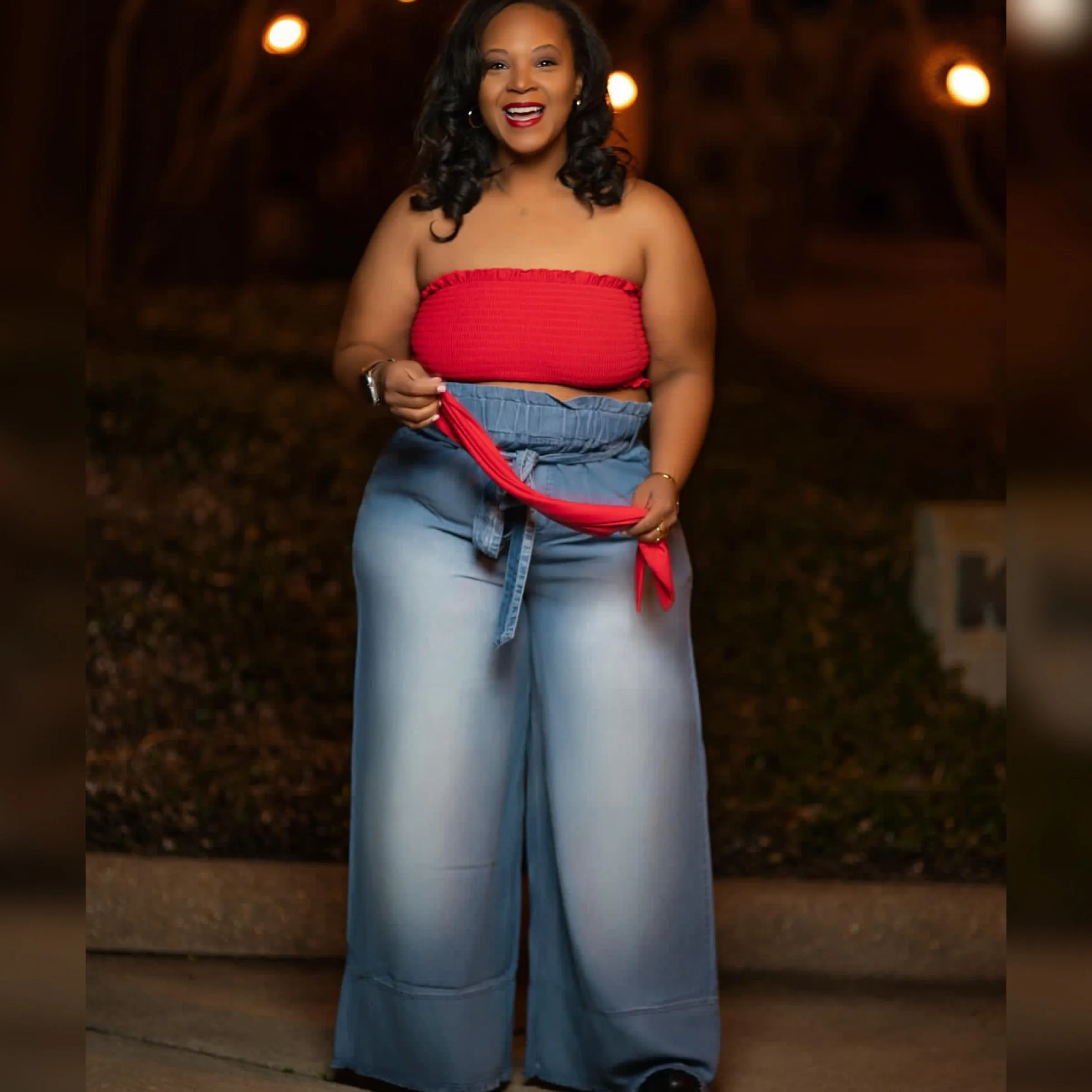 Ayori - Strapless top w/ wide leg pants