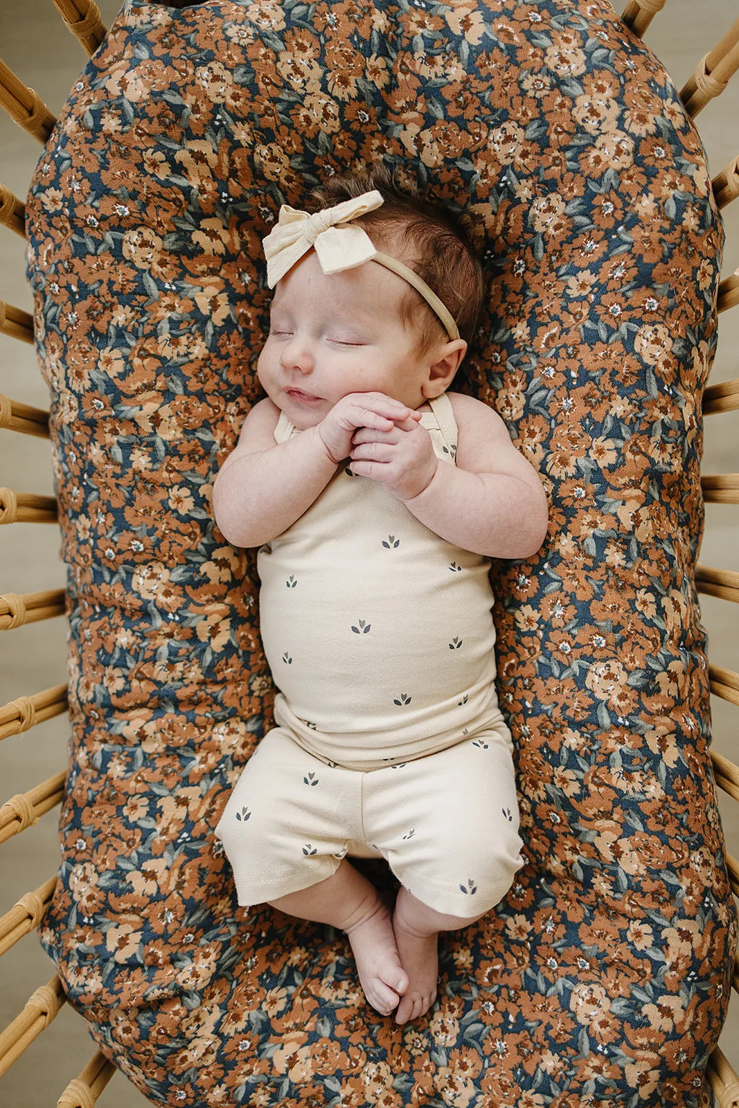 Cream Tulips Tank   Biker Short Set