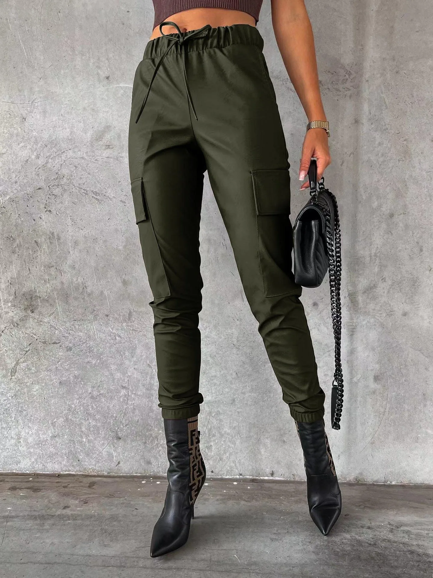 Fashion Matte Leather Pants
