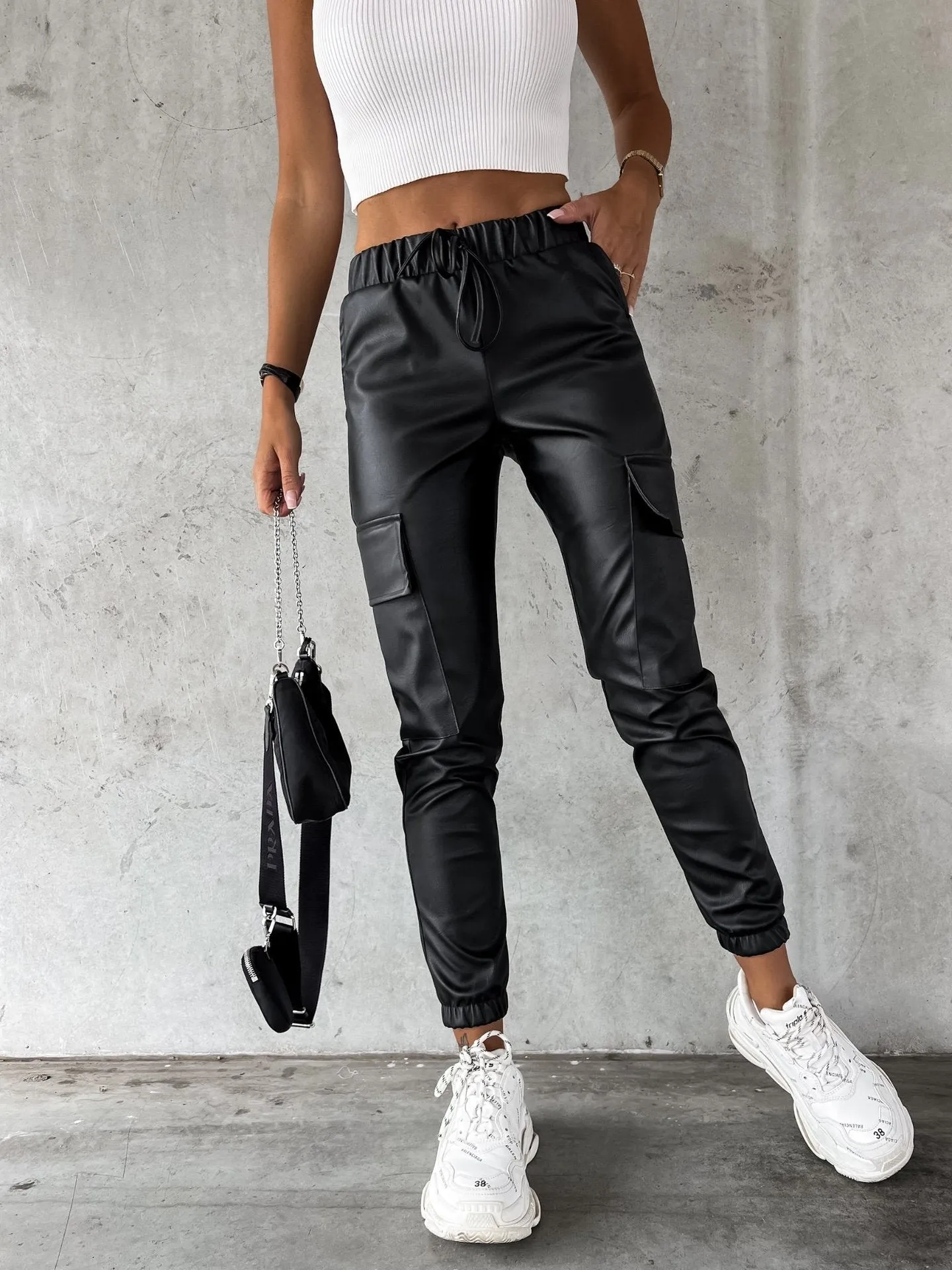 Fashion Matte Leather Pants