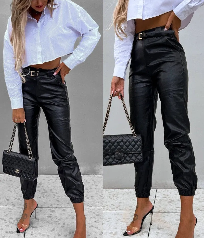 Fashion PU Length Leather Pants