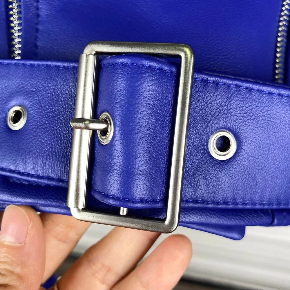 Fox Fur Sleeve Leather Biker Jacket