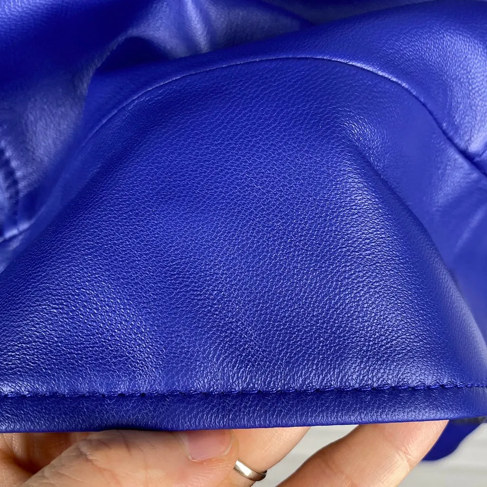 Fox Fur Sleeve Leather Biker Jacket