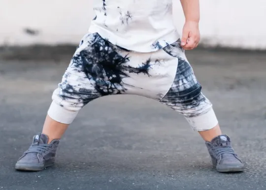 Posh Kiddos - Tie Dye Biker Shorts in Monochrome