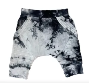 Posh Kiddos - Tie Dye Biker Shorts in Monochrome