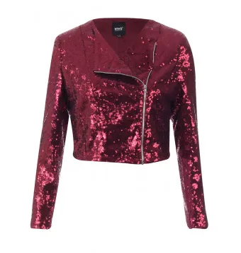 Sequin Biker Jacket • Wine