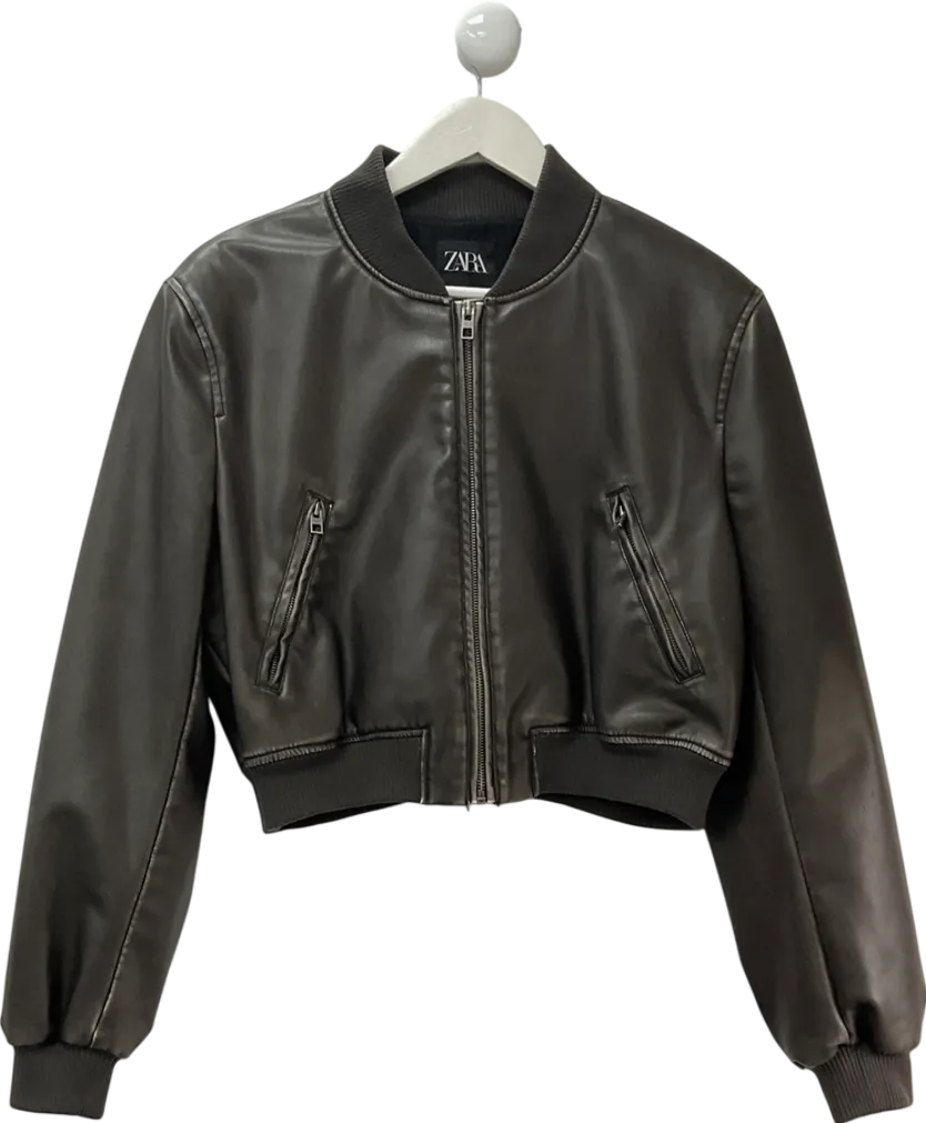 ZARA Black Cropped Biker Jacket UK M